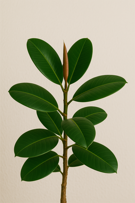 Rubber Plant Sapling + Premium White pot.